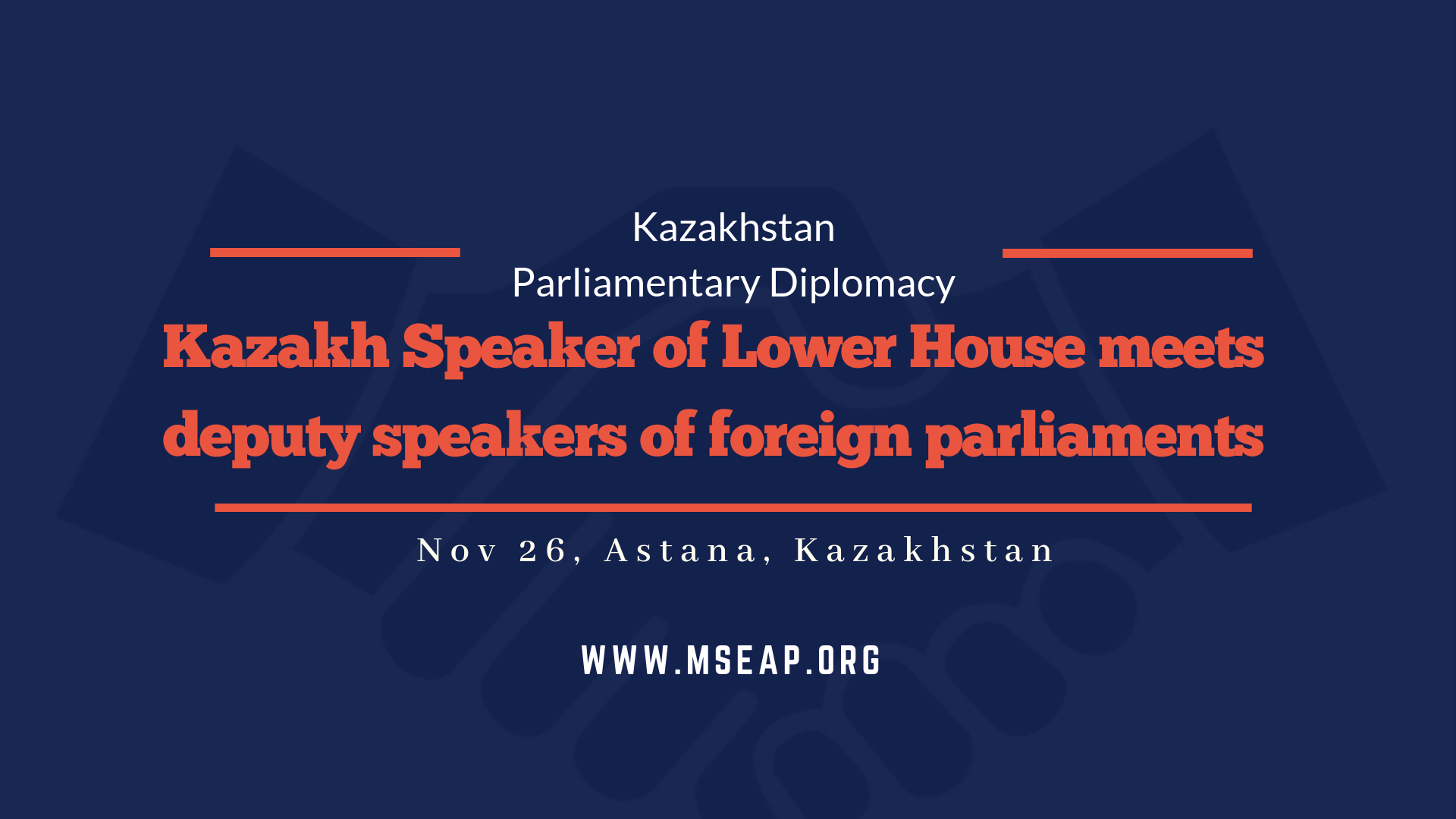 Chairman of lower house of the Kazakhstan Parliament holds bilateral meeting with deputy speakers at Astana International Parliamentary Conference